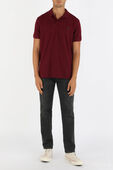 תמונת כל הלוק של Short Sleeve 2 Buttons Polo Shirt in Wine Red